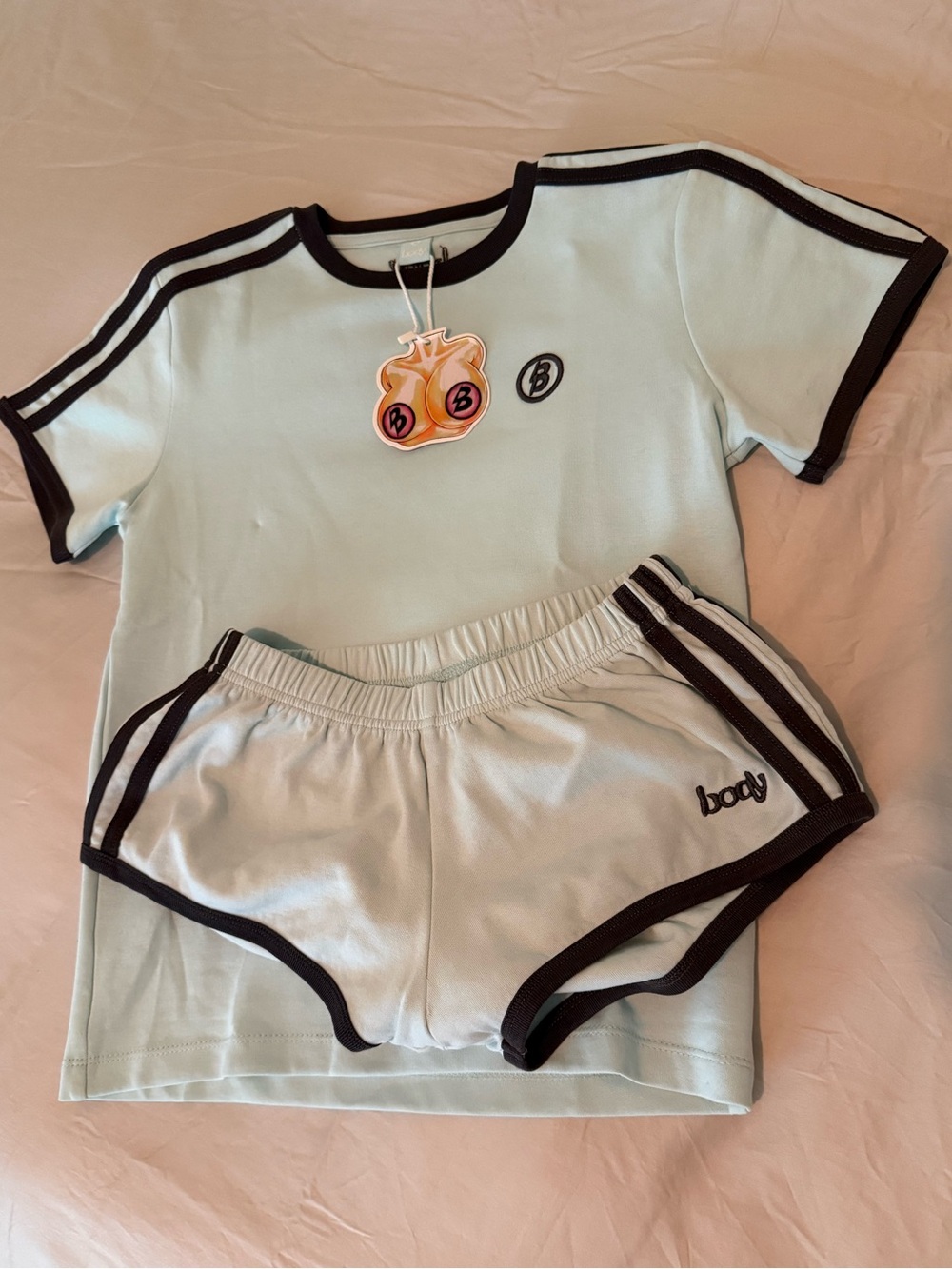 NWT Body by Raven Tracy Striped Soccer Set Size M - Light Blue/Black